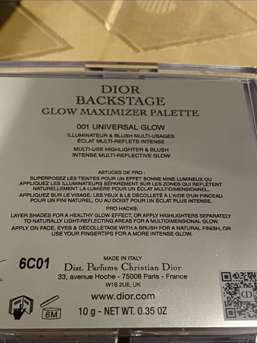 Dior Backstage Limited Edition 4-Color Shimmer Palette -New